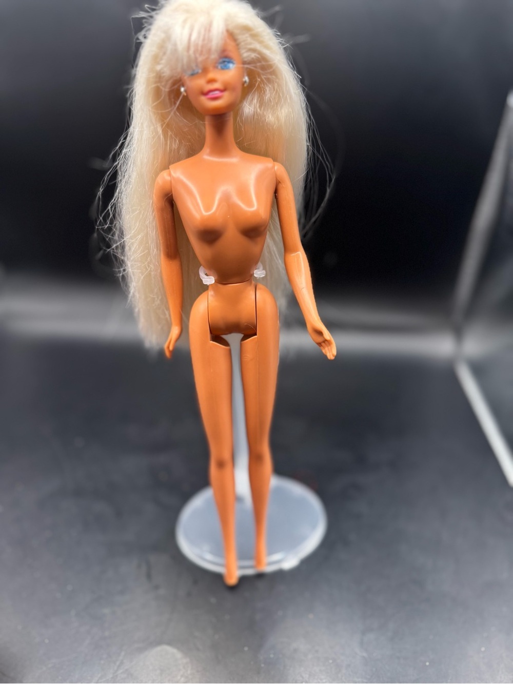 Barbie 1966 Swivel Waist Blonde Hair with Bangs Pose-able Knees Vintage Earrings